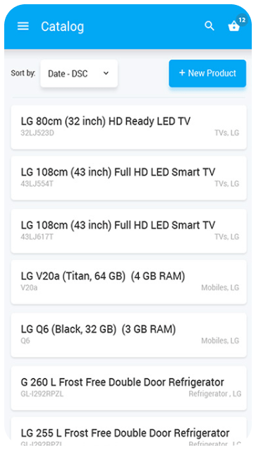 Products Catalog Page