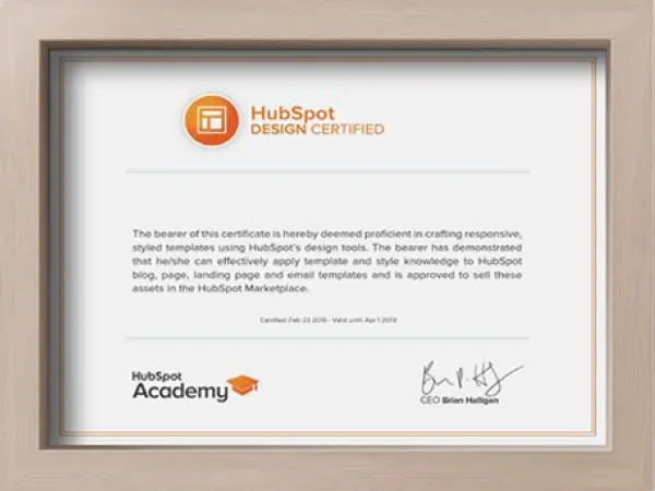 eLEOPARD Hubspot Design Certificate