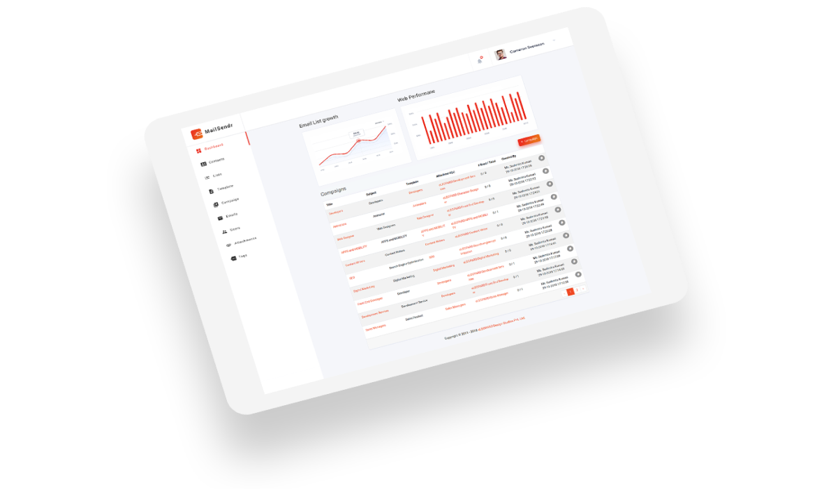 Mailsendr screen
